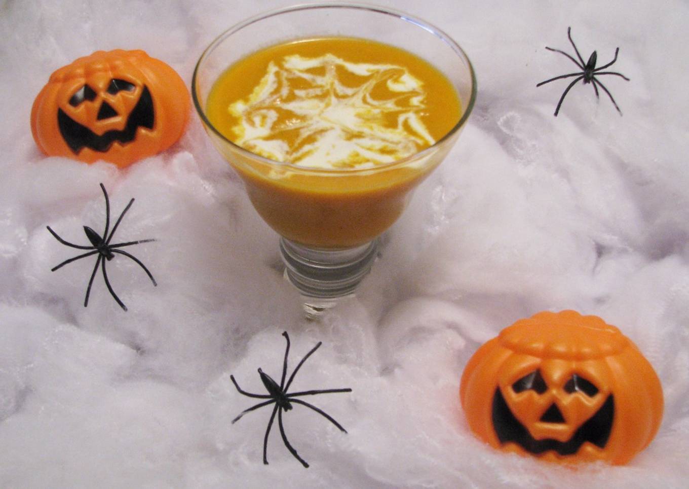 Crema de calabaza con telaraña