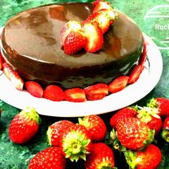 A picture of Eggless Mirror shine Chocolate cake.