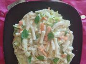 A picture of macaroni and white sauce