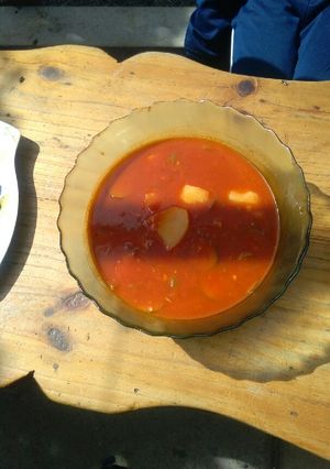 A picture of Tomato soup with potatoes #christmas revival.