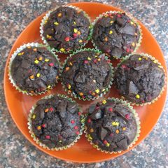 A picture of Eggless Chocolate Banana Muffins.