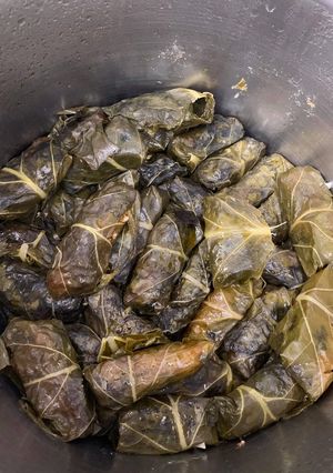 A picture of Pontian Stuffed Cabbage Rolls with Black Cabbage.