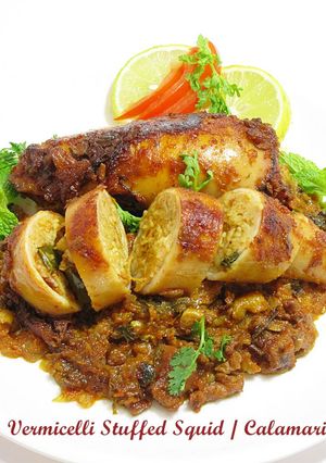 A picture of Vermicelli Stuffed Squid.