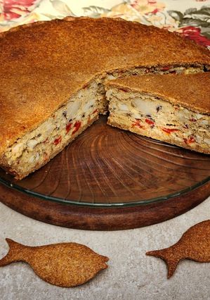 Una foto de 🥧🐟 Tarta de merluza con masa integral 🥧Tarta de Vigilia 🐟🥧
