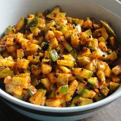 A picture of Instant green mango pickle.