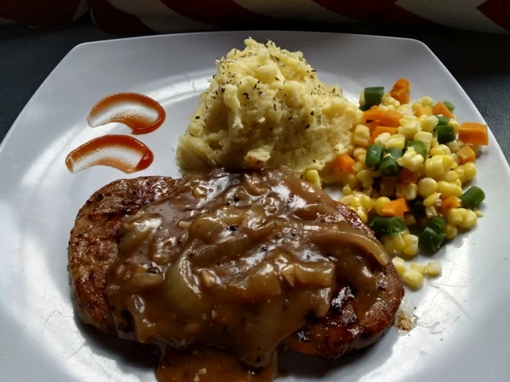Cara Gampang Membuat Resep Sirloin steak saus Mashroom Blackpaper yang Enak Banget Anti Ribet, Mantap Sekali