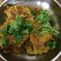 A picture of Besan cheela sabzi or vegetarian fish.