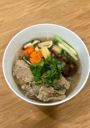 Hình của món Miến rau củ thịt bò.