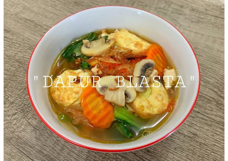 Cara mudah meracik Sapo tahu ayam jamur kuah kaldu yang praktis