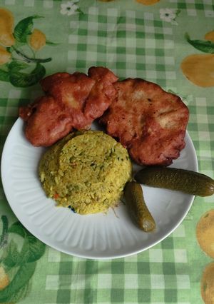1923. Borsós fűszeres rizs rántott hússal ! recept fotója