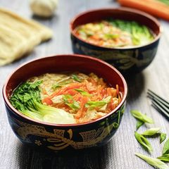 A picture of Egg Misua Noodles Soup.