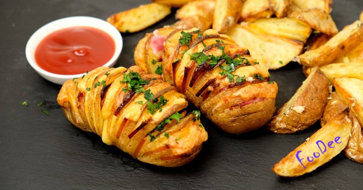 Как приготовить рецепт Картошка-гармошка вкусный запеченный картофель в духовке