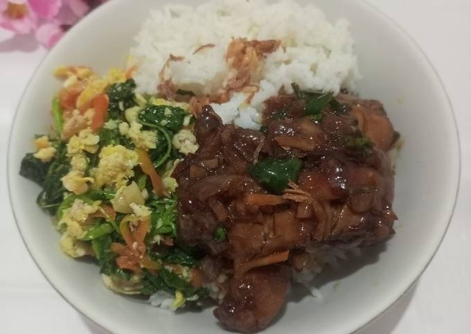 Resep Rice Bowl Tumis Bayam Ayam Bakar Saus Kecap Cabe Hijau oleh ...