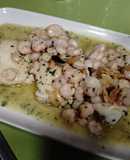 Bacalao al pilpil con gambas para 2