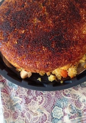 عکسی از دستور پلو کدو حلوایی و مرغ