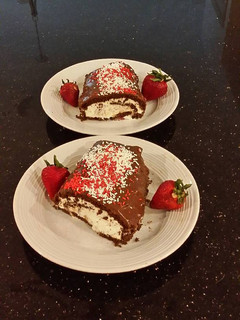 A picture of Chocolate Strawberry Cream Cake Roll.
