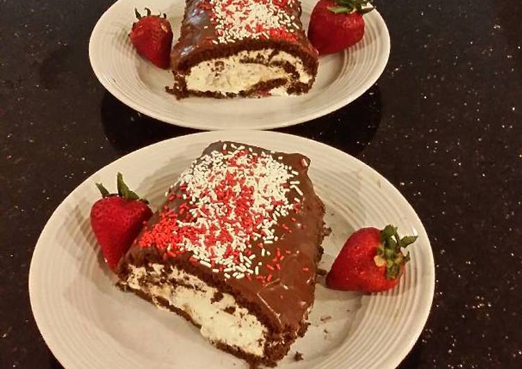 Easiest Way to Prepare Super Quick Homemade Chocolate Strawberry Cream Cake Roll