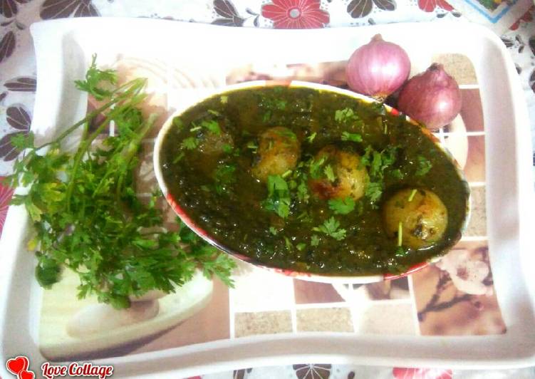 Recipe of Quick Onion masala with palak gravy