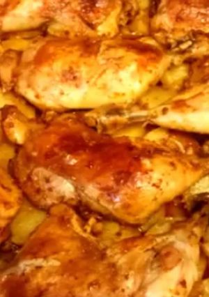 صورة لوصفة 🍗🍗 دجاج مع خضار في الفرن بصلصه الصويا 🍗🍗