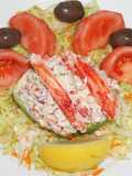 Palta rellena con salpicón de centolla