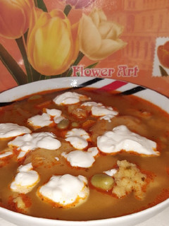 Fejtett bableves csipetkevel recept fotója