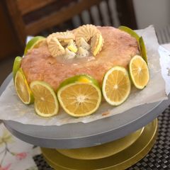 Lemon cake with lemon frosting A picture of Lemon cake with lemon frosting.