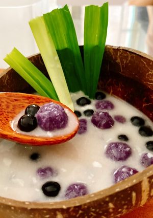 Hình của món Chè khoai tím trân châu cốt dừa.