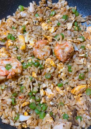 鯖魚蝦仁四季豆炒飯 的食譜成品照片
