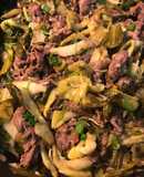 Dưa cải xào chĩn bò