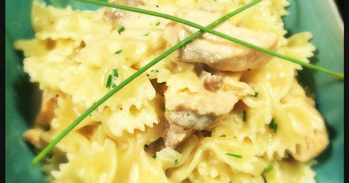 Farfalle with Salmon in Creamy Vodka Sauce Recipe by perryrey Cookpad