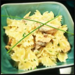A picture of Farfalle with Salmon in Creamy Vodka Sauce.