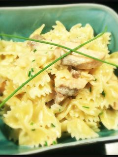 A picture of Farfalle with Salmon in Creamy Vodka Sauce.