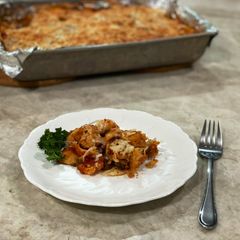 A picture of Italian-Style Baked Chicken and Pasta.