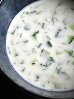 A picture of Ukrainian Cold Cucumber & Yoghurt Soup.