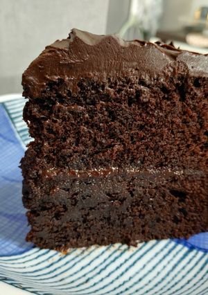 A picture of Super moist chocolate cake.