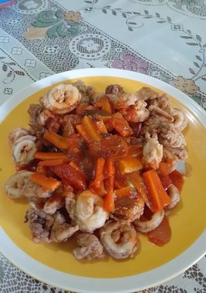 Foto resep Cumi krispi kuah saus padang