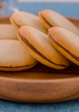 A picture of Langue-de-chat Cookies (chocolate sandwich).