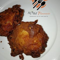 Red chilli fried chicken thigh A picture of Red chilli fried chicken thigh.
