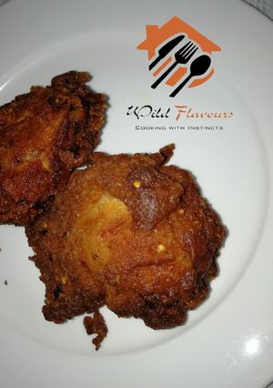 A picture of Red chilli fried chicken thigh.
