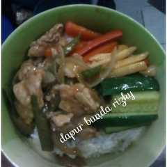รูปของ Rice bowl teriyaki plus vegetable mix