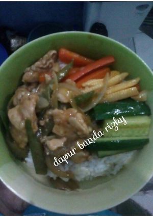 Foto resep Rice bowl teriyaki plus vegetable mix