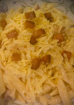 A picture of Smoked bacon & cheese penne pasta (10 minutes to prepare and cook).