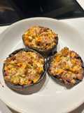 Cogumelos portobello recheados com legumes