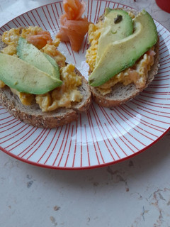 A picture of Scrumpteous scrammbled egg toast.