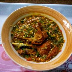 A picture of Chicken and Dried Fish Okro Soup.