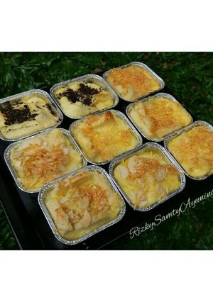 Foto resep Bread Puding with topping cheese, chocolate and almound