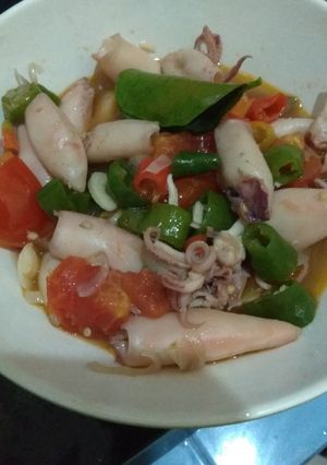 Foto resep Tumis cumi asin dengan saus tiram