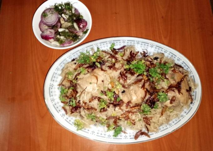 Muradabadi chicken biryani with garlic salsa ðŸ§„ðŸ�šðŸ�”