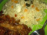 Chinese rice with chicken souce