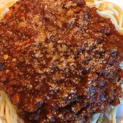 A picture of Spaghetti with a Meat Sauce (zucchini).